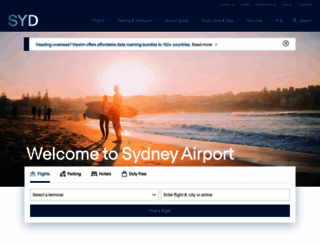 sydneyairport.com screenshot