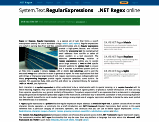 systemtextregularexpressions.com screenshot
