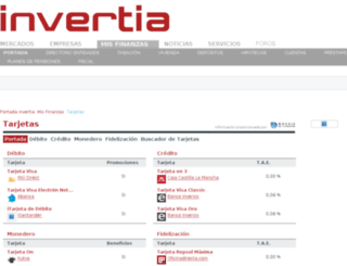 tarjetas.invertia.com screenshot
