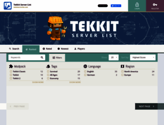 tekkitserverlist.com screenshot