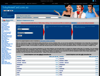 telephonecard.com.au screenshot