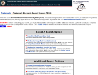 tess2.uspto.gov screenshot