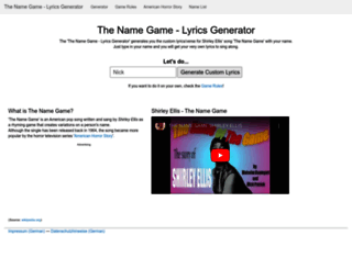 thenamegame-generator.com screenshot