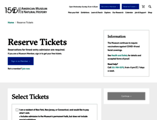 tickets.amnh.org screenshot