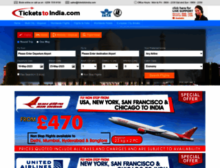 ticketstoindia.com screenshot