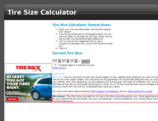 tiresizecalculator.info screenshot