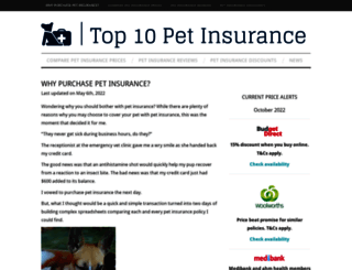 top10petinsurance.com.au screenshot