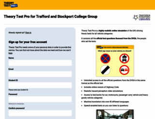 traffordcollege.theorytestpro.co.uk screenshot