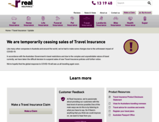 travel.realinsurance.com.au screenshot