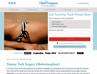 tummytucks.cliniccompare.co.uk screenshot