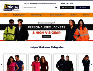 uniqueworkwear.com screenshot