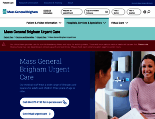 urgentcare.massgeneralbrigham.org screenshot