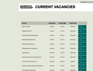 vacancies.westminster.ac.uk screenshot