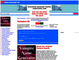 vampire.namegeneratorfun.com screenshot
