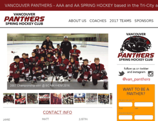 vancouverpanthers.ca screenshot