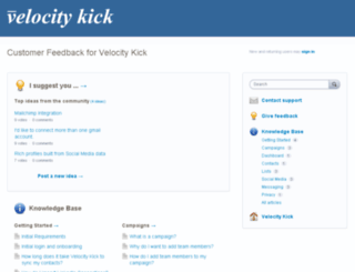 velocitykick.uservoice.com screenshot