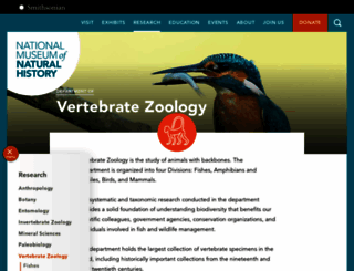 vertebrates.si.edu screenshot