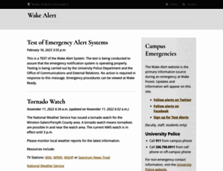 wakealert.wfu.edu screenshot