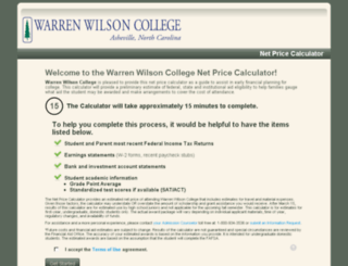 warren-wilson.studentaidcalculator.com screenshot