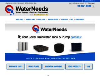 waterpumpsandtanks.com.au screenshot