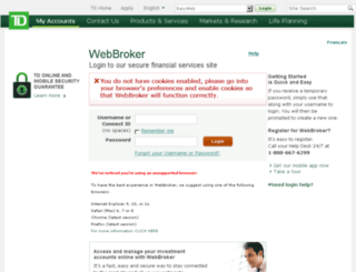 webbrokersoc.tdwaterhouse.ca screenshot