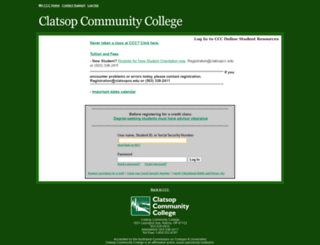 webreg1.clatsopcc.edu screenshot