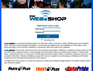 webshop.partsplusportal.com screenshot