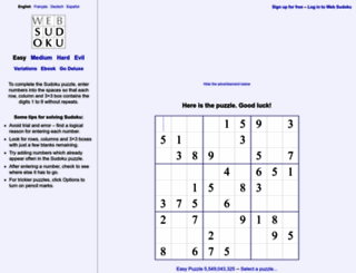 Web Sudoku for iPad and Android