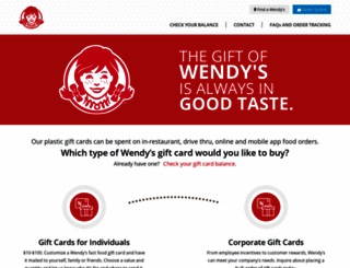 wendysgiftcards.com screenshot