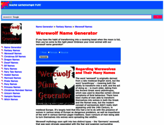 werewolf.namegeneratorfun.com screenshot