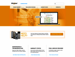 whirlpoolwaterheaters.com screenshot