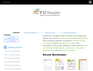 Access worksheets.k12reader.com. Reading Worksheets, Spelling, Grammar