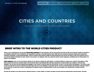 worldcitiesdatabase.com screenshot