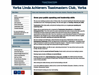 yorbalindaachievers.toastmastersclubs.org screenshot