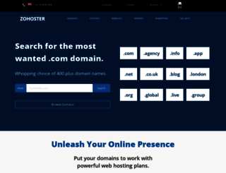 zohoster.com screenshot
