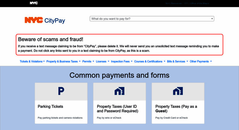 Access a836-citypay.nyc.gov. NYC CityPay | City of New York