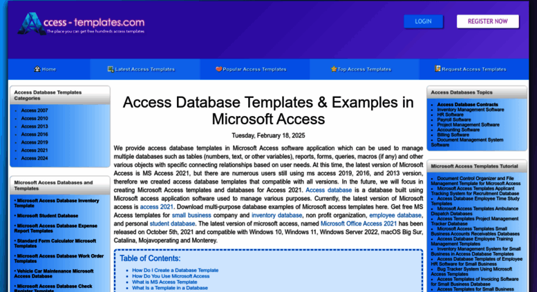 sample of microsoft access database