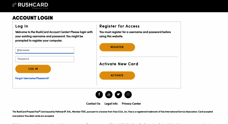 Access Account rushcard Account Login RushCard Prepaid Visa Card