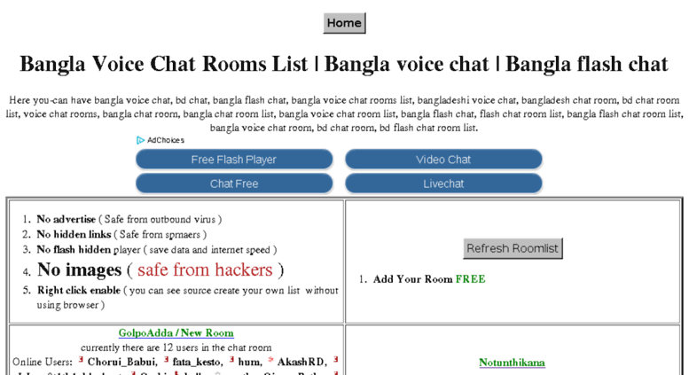 Access Addachatlist Com Bangla Voice Chat Rooms List Adda