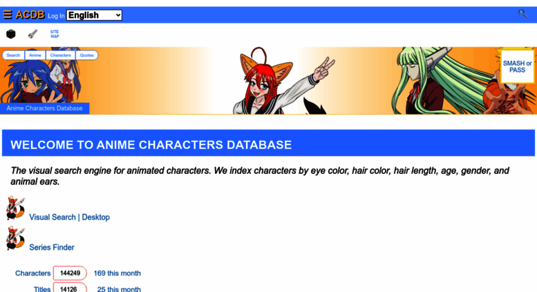 Access animecharactersdatabase.com. Anime Characters Database