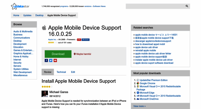 Access Apple Mobile Device Support Updatestar Com Apple Mobile Device Support 14 1 0 35 Download