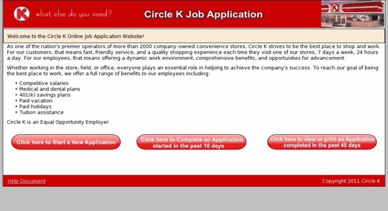 Circle K Application Form Printable