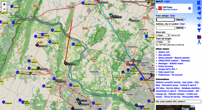 Access aprs.fi. Google Maps APRS