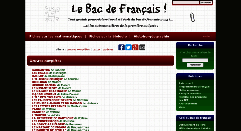 Access bacdefrancais.net. BAC DE FRANCAIS 2021 : Fiches de ...