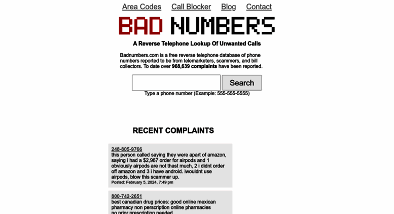 Access Badnumbers Info Bad Numbers Report Telemarketers Scammers Harassment Bill Collector Phone Numbers