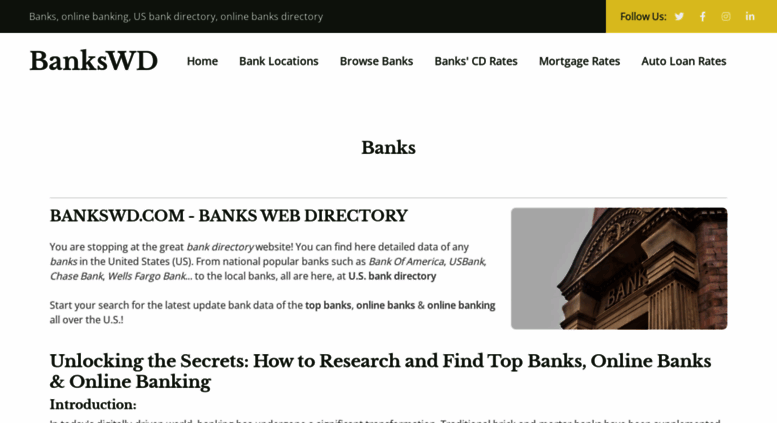 Access Bankswd Com Banks Online Banking Us Bank Directory
