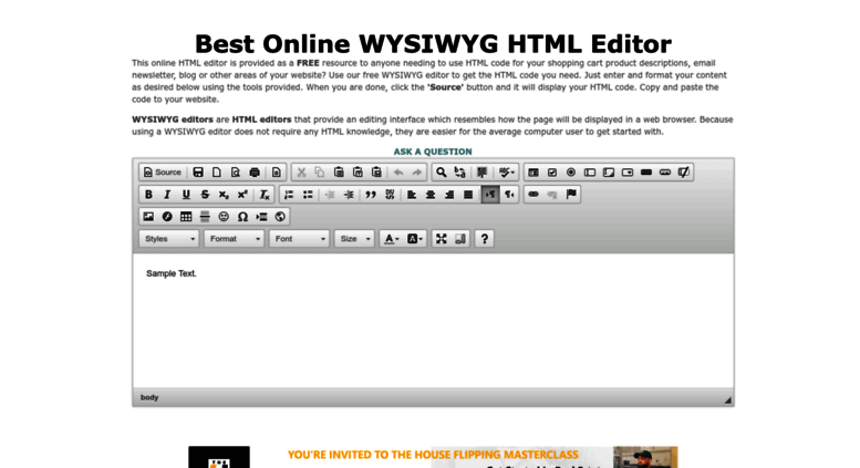 free wysiwyg web editor