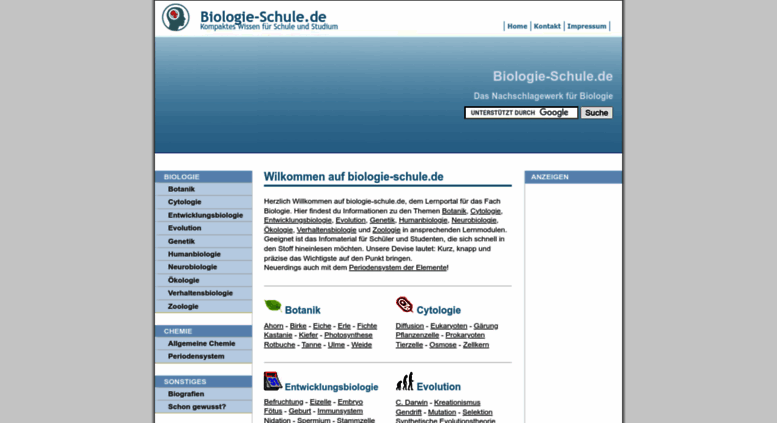 Access biologie-schule.de. Biologie-Schule.de