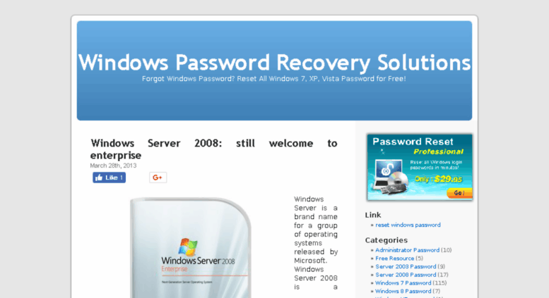 free password reset for windows vista