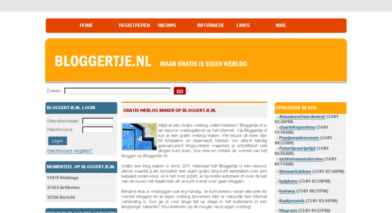 Access bloggertje.nl. Bloggertje.nl - Gratis weblog